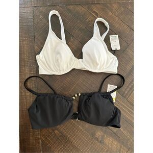 Shade & Shore 36C Black and White 2X Bikini Tops New